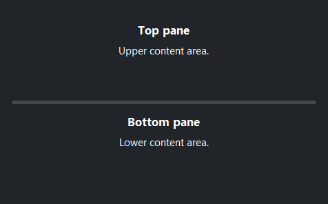 SplitView vertical — dark theme