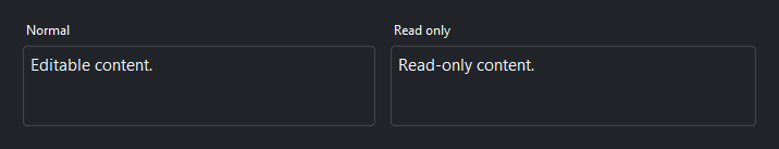 TextArea states — dark theme