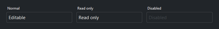 TextField states — dark theme