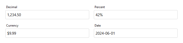 TextField value formatting — light theme