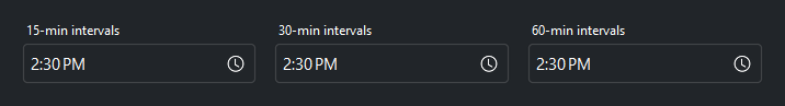 TimeField intervals — dark theme