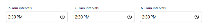 TimeField intervals — light theme