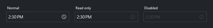 TimeField states — dark theme