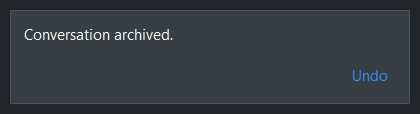 A snackbar with an Undo action at the window bottom — dark theme