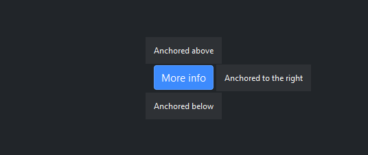 Tooltips anchored above, below, and to the right — dark theme