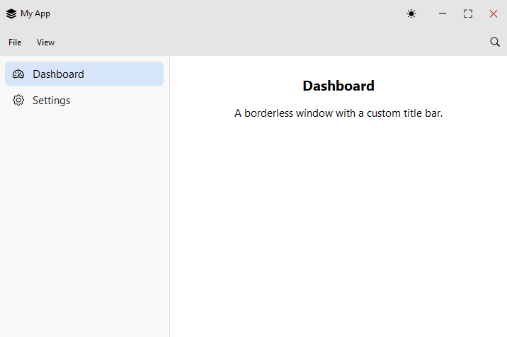Undecorated window with a custom title bar — light theme