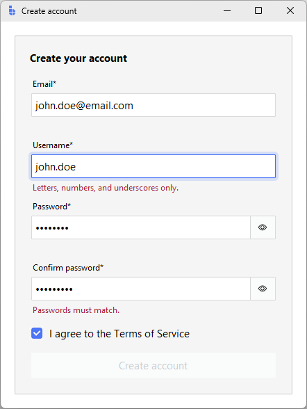 Sign up form
